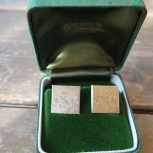 Antique JSM Initials 14k Yellow Gold Cufflinks